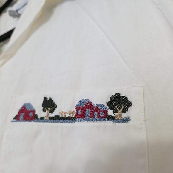 Vintage Embroidered Cottage Prairie White Button Up Top Womens 18W Boho Grandma - Picture 3 of 9